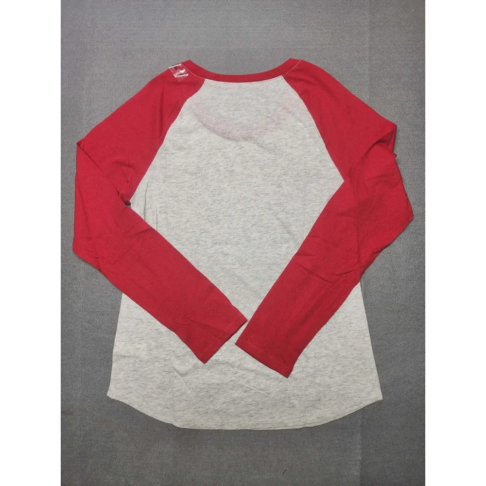 Justice Girls Size 12 Raglan Baseball Tee Long Sleeve Heather Grey Red Graphic